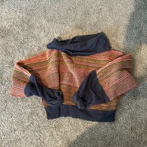 Free people turtle neck cropped striped sweater